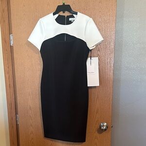 Calvin Klein Two-Tone Black and White Professional Dress